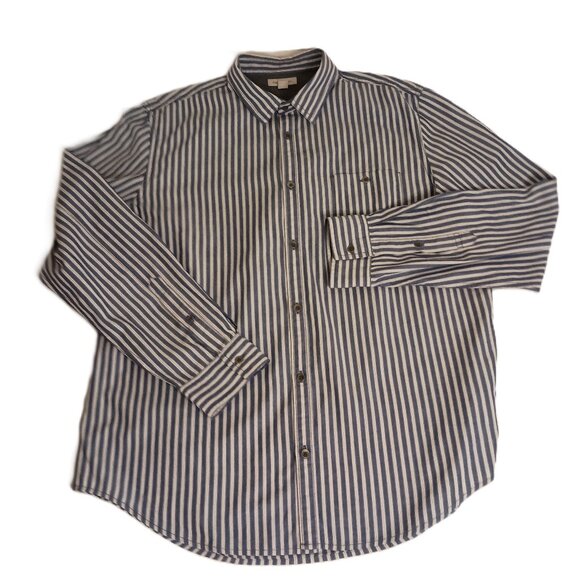 Calvin Klein Men’s Blue White Stripe Button Down Shirt Pocket Size Men's Large - Picture 1 of 16